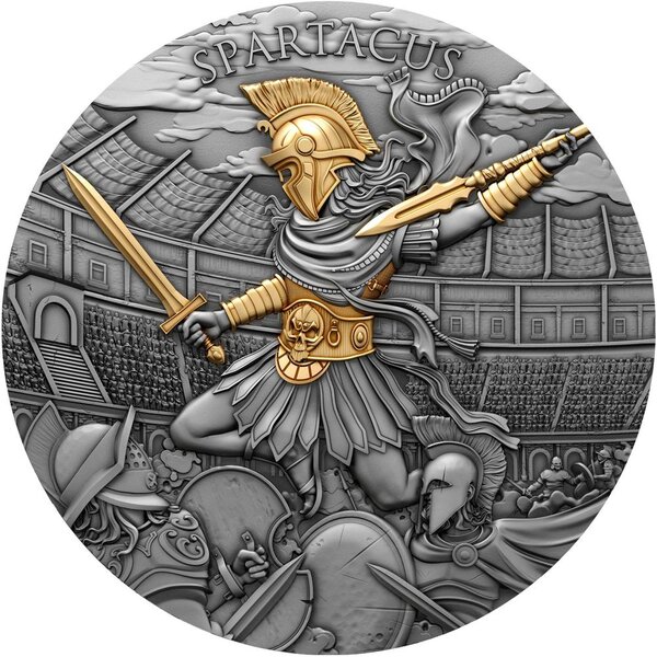 Pièce de monnaie en Argent 5 Dollars g 62.2 (2 oz) Millésime 2024 Legendary Warriors SPARTACUS (PRÉCOMMANDE)