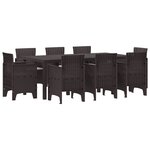 vidaXL Ensemble de salle à manger pour jardin 9 Pièces Marron Rattan Polt