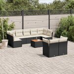 vidaXL Salon de jardin 10 Pièces avec coussins noir résine tressée