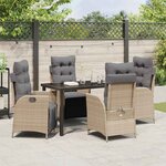 vidaXL Ensemble de salle à manger pour jardin 5 Pièces Beige Poly rotin