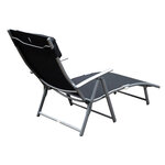 Outsunny transat chaise longue bain de soleil pliable dossier inclinable multi-positions têtière fournie 137L x 64l x 101H cm métal époxy textilène noir