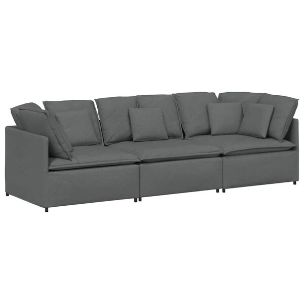 vidaXL Canapé modulaire avec coussins en tissu gris foncé