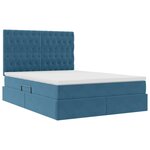 vidaXL Lit de rangement LED avec matelas Bleu foncé 140 x 200 cm