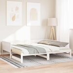 vidaXL Lit Pull-out de Jour Blanc 180 x 200 cm Bois massif en pin