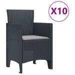 vidaXL Ensemble de salle à manger de jardin de 11 pièces avec coussins anthracite en poly rattan
