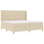 vidaXL Lit à ressorts avec bandes LED Crème 200 x 200 cm tissu