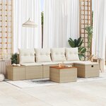 vidaXL Ensemble de canapé de jardin 6 Pièces Beige 55 x 62 x 69 cm