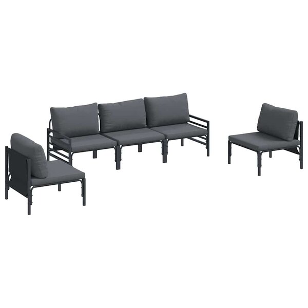 vidaXL Ensemble de canapé de jardin 5 Pièces Anthracite Acier