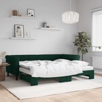 vidaXL Lit de jour avec gigogne et matelas vert foncé 90x200cm velours