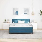 vidaXL Lit à ressorts avec matelas Bleu foncé 140 x 190 cm Velours