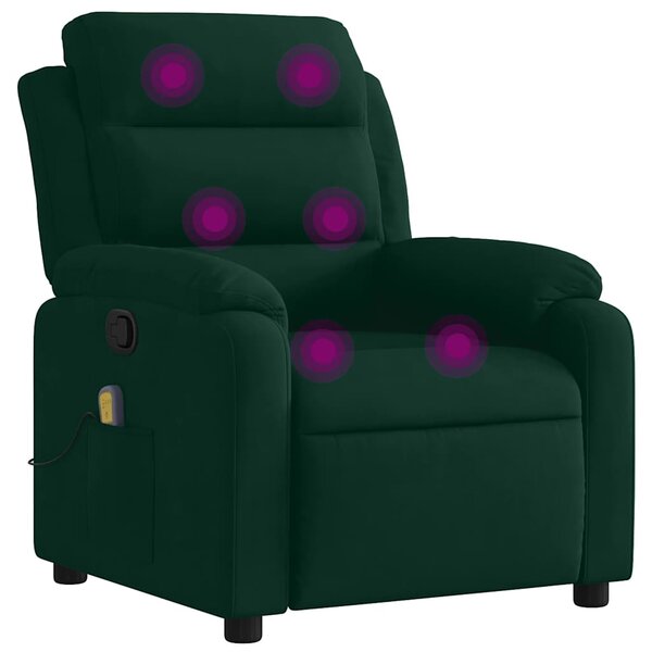vidaXL Fauteuil de massage inclinable vert foncé velours