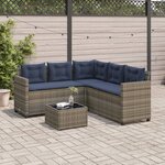 vidaXL Canapé de jardin avec table et coussins en forme de L gris
