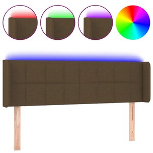 vidaXL Tête de lit à LED Marron foncé 147x16x78/88 cm Tissu
