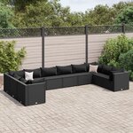 vidaXL Salon de jardin 10 Pièces avec coussins noir résine tressée