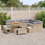 vidaXL Ensemble de canapé de jardin 12 Pièces Beige Poly rotin