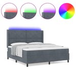 Lit Box Spring avec Matelas & LED Gris Foncé 180x200 cm Velours