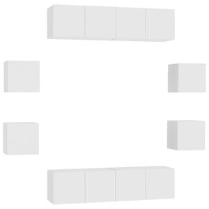 vidaXL Ensemble de meubles TV 8 Pièces Blanc Bois d'ingénierie