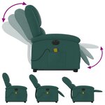 vidaXL Fauteuil inclinable de massage électrique Vert foncé Tissu
