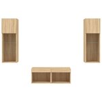 vidaXL Meuble TV muraux 4 Pièces avec lumières LED chêne sonoma