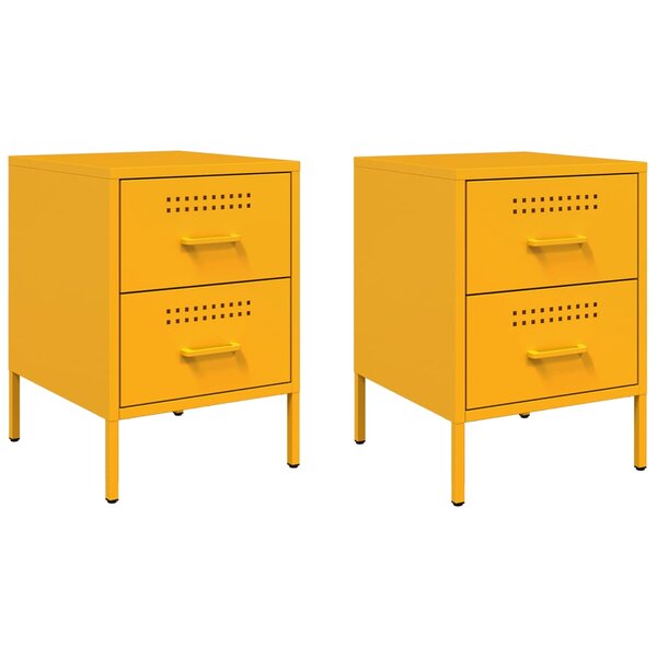 vidaXL Tables de chevet 2 Pièces jaune moutarde 36x39x50 5 cm acier