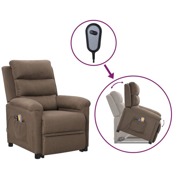 vidaXL Fauteuil de massage Taupe Tissu