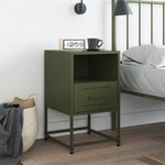 vidaXL Table de chevet vert olive 36x39x60 5 cm acier