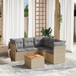 vidaXL Salon de jardin avec coussins 6Pièces mélange beige résine tressée