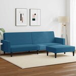 vidaXL Canapé-lit à 2 places avec repose-pied bleu velours
