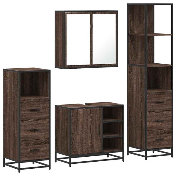 vidaXL Ensemble de meubles de salle de bain 4 Pièces chêne marron