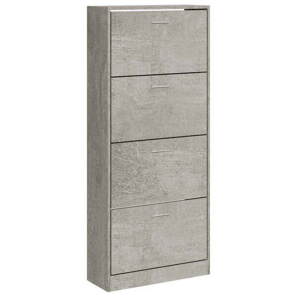 vidaXL Armoire à chaussures Gris béton 63x24x147 cm Bois d'ingénierie