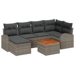 vidaXL Ensemble de canapé de jardin 7 pièces avec coussins gris en poly rotin acacia