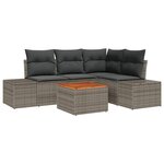 vidaXL Ensemble de canapé de jardin avec coussin 5 Pièces Gris Poly rotin