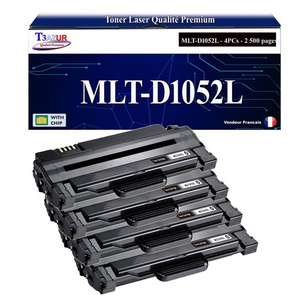T3AZUR - 4x Toners compatibles avec Samsung MLT-D1052L pour Samsung ML-2520 ML-2525 ML-2525W ML-2526 ML-2540 ML-2540R ML-2541 ML-2545 ML-2546 ML-2547 ML-2580N ML-2581N