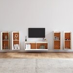 vidaXL Meubles TV 5 Pièces Blanc Bois massif de pin