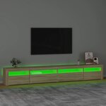 vidaXL Meuble TV avec lumières LED Chêne sonoma 270x35x40 cm