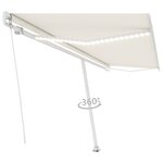 vidaXL Auvent manuel rétractable avec LED 500x350 cm Crème