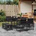 vidaXL Ensemble à manger de jardin 9Pièces coussins noir résine tressée