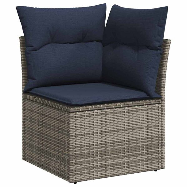 vidaXL Canapé d'angle de jardin avec coussins gris résine tressée