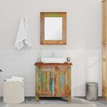 Ensemble meuble sous vasque et miroir en bois massif recyclé