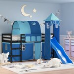 vidaXL Lit mezzanine enfants avec tour bleu 90x190 cm bois pin massif