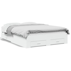 vidaXL Cadre de lit avec tiroirs sans matelas blanc 140x190 cm