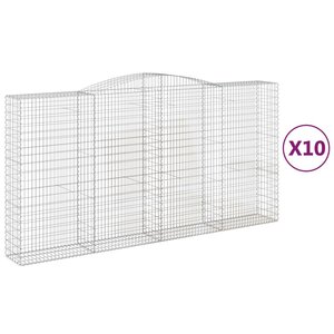 vidaXL Paniers à gabions arqués 10 Pièces 400x50x200/220 cm Fer galvanisé