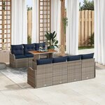 vidaXL Ensemble de canapé de jardin 8 Pièces gris et bleu marine