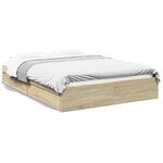 vidaXL Cadre de lit avec tiroirs sans matelas chêne sonoma 160x200 cm