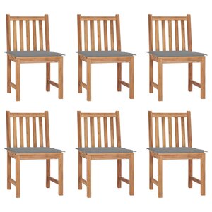 vidaXL Chaises de jardin lot de 6 avec coussins Bois de teck massif