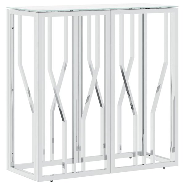 vidaXL Table console argenté 70x30x70 cm acier inoxydable et verre