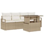 vidaXL Ensemble de canapé de jardin 5 Pièces Beige Poly rotin