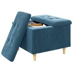 vidaXL Pouf de rangement avec coussin Bleu 60 x 60 x 45 cm Velours