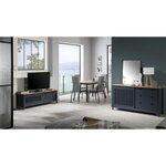 VALENTINA Buffet bas 1 porte 3 tiroirs - Décor chene et anthracite -  L 150 x P 40 x H 80 cm