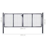 vidaXL Portail en maille Acier galvanisé 289x100 cm Gris
